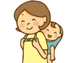 子供を抱えた女性画像